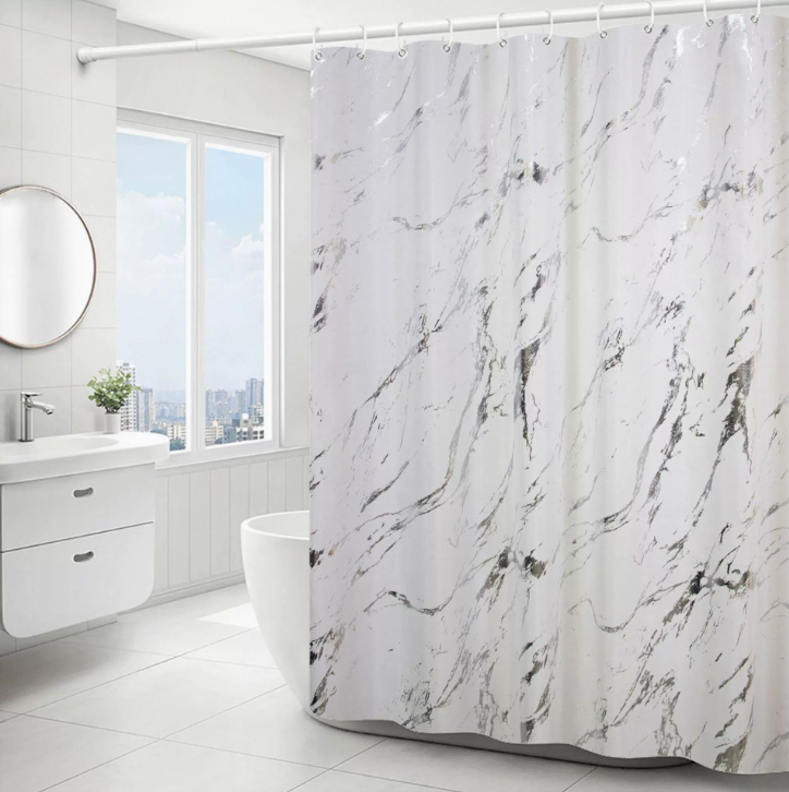 polyester silver printing shower curtains and polyester gold printing shower curtains