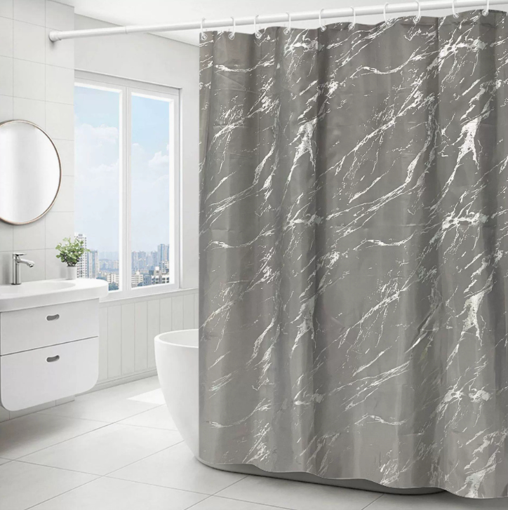 polyester silver printing shower curtains and polyester gold printing shower curtains